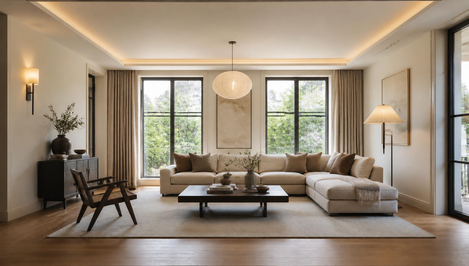 Bright modern living room controlled by 4 Layers